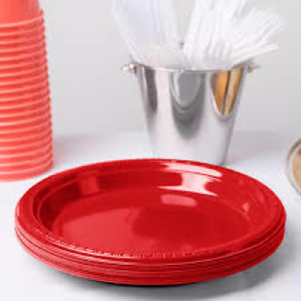  Amcrate Platos desechables de plástico rojos, platos